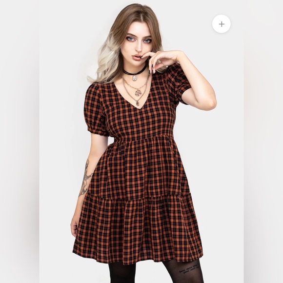 {DISTURBIA} Terra Check Mini Smock Dress US6 - Picture 3 of 13